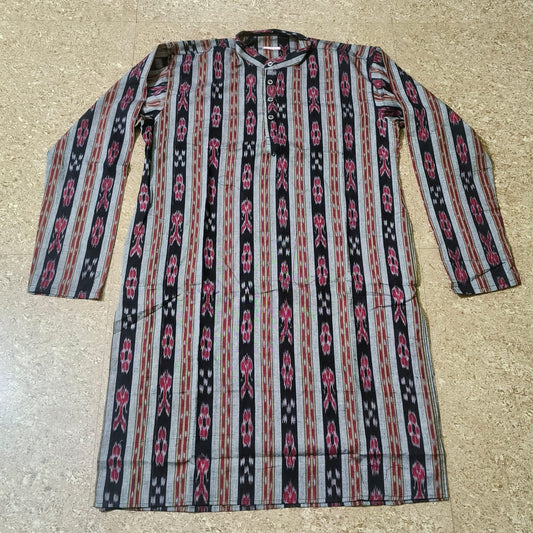 Grey Black Sambalpuri Kurta