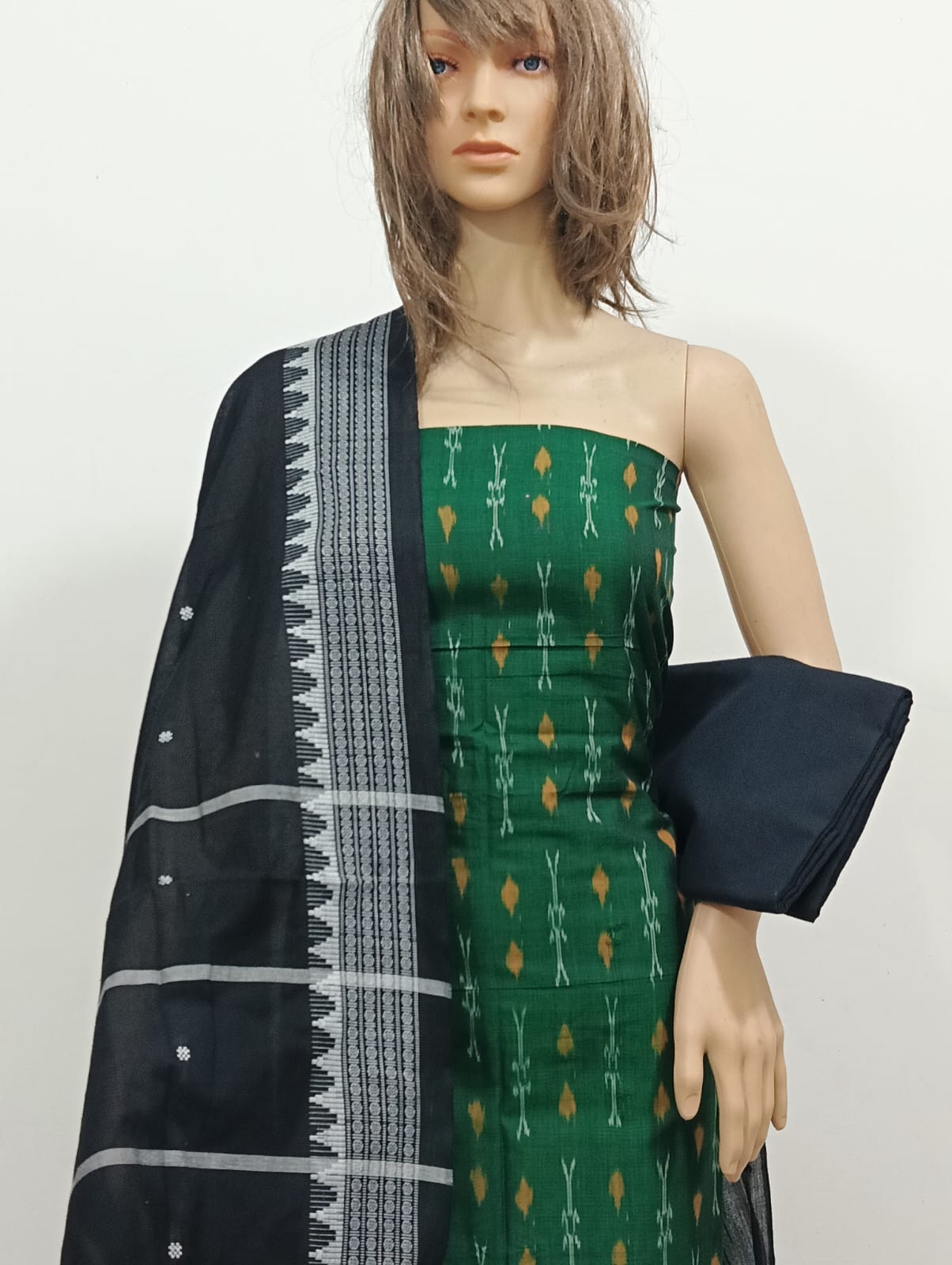 Elegant Blue Ikat Print Jayanti Cotton Suit Set