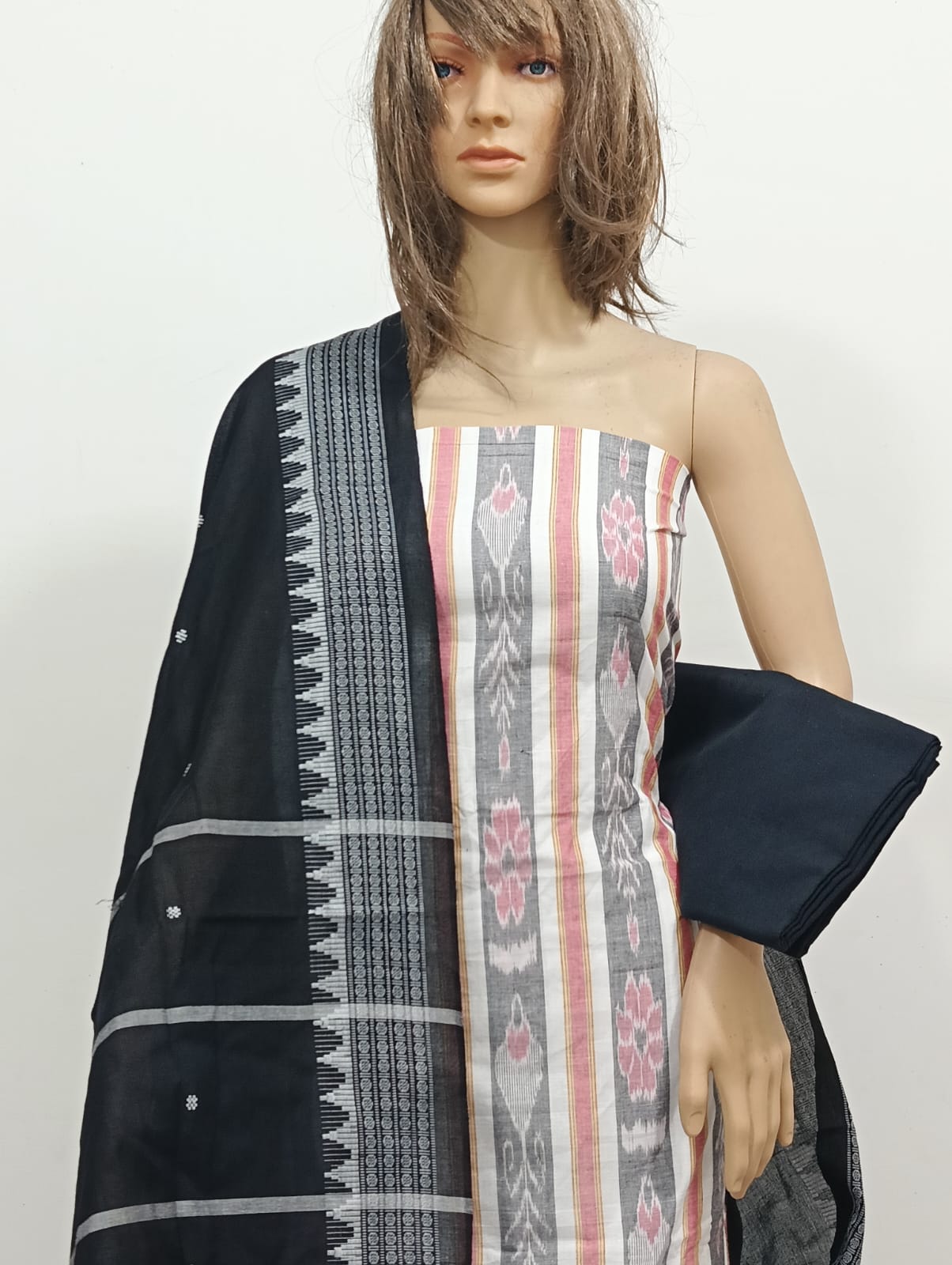 Sambalpuri Cotton Suit Set with Woven Dupatta