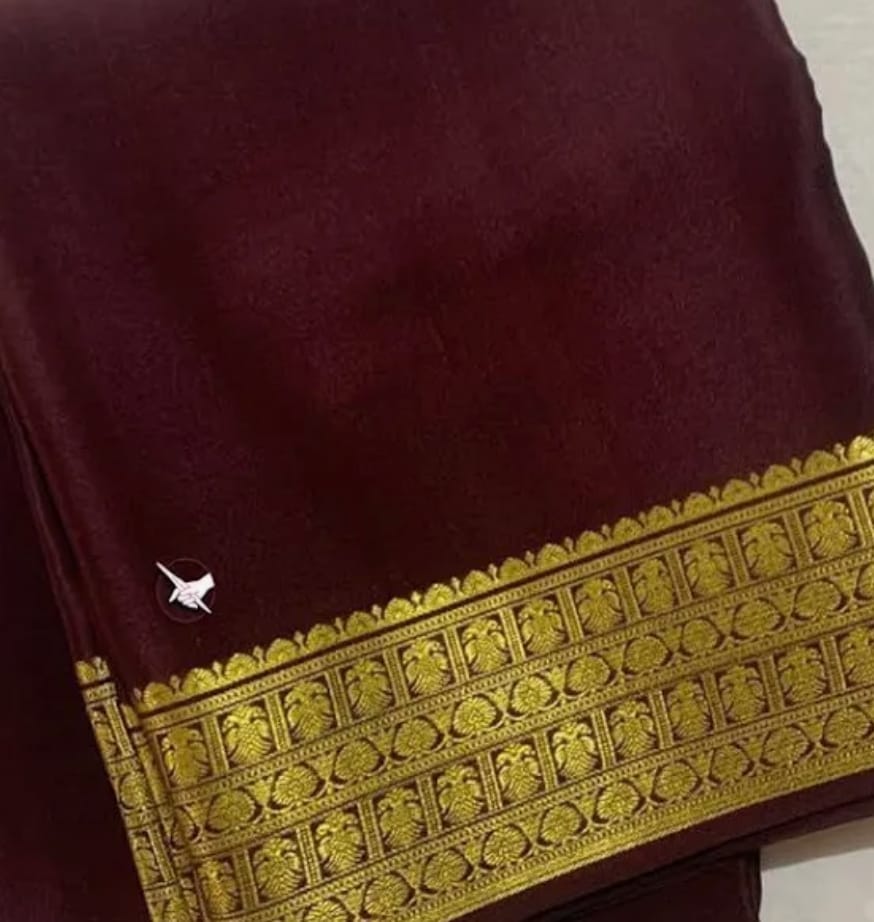 Maroon Saree with Intricate Golden Zari Border