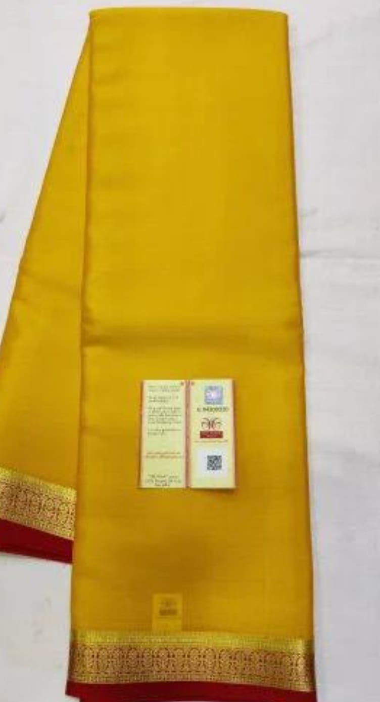 Yellow Saree with Red & Golden Zari Border