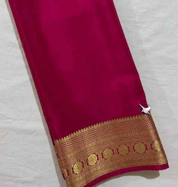 Magenta Silk Saree with Rich Golden Zari Border