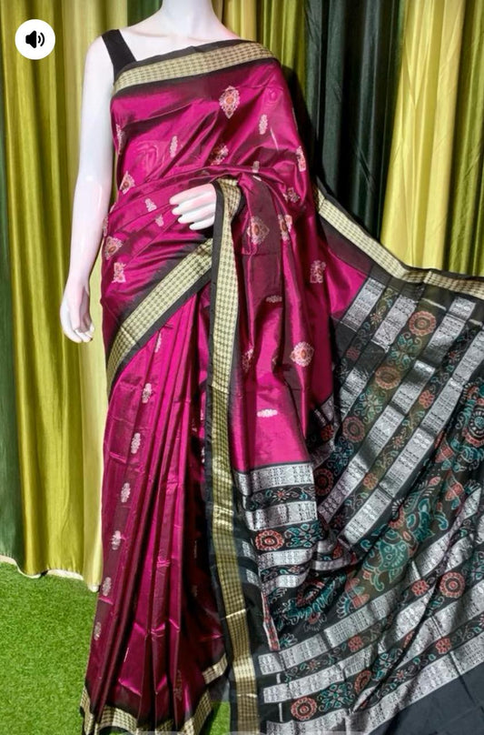 Magenta Silk Saree with Intricate Pallu Design