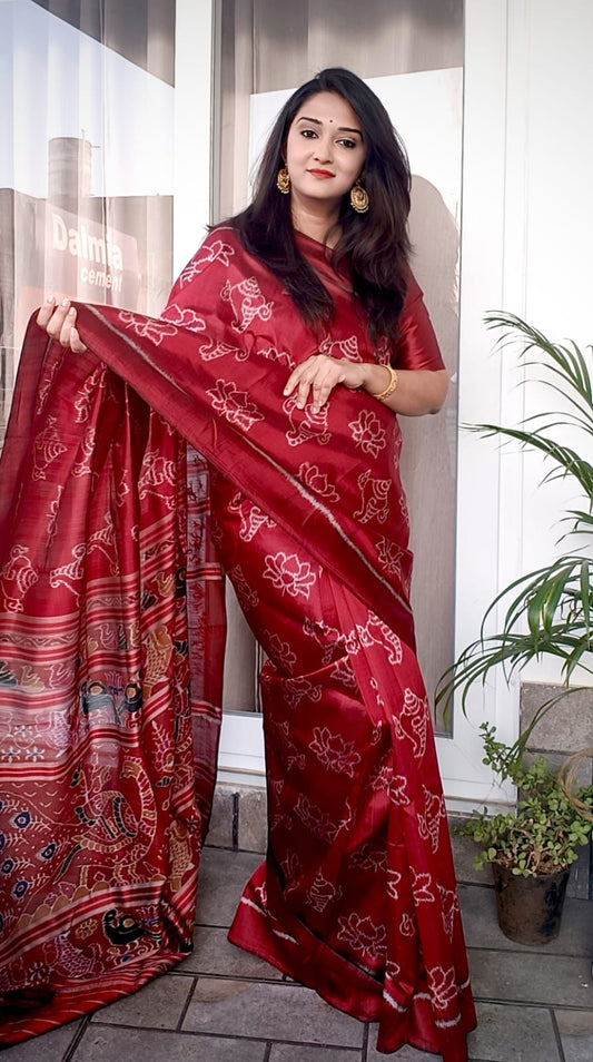 Maroon Handwoven Silk Saree – Jayanti Sarees