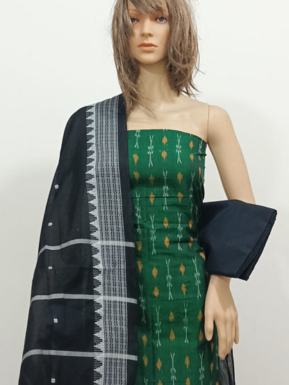 Elegant Blue Ikat Print Jayanti Cotton Suit Set