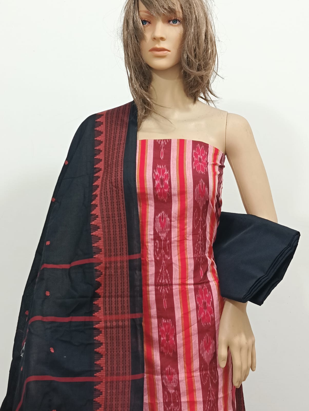 Sambalpuri Cotton Suit Set with Woven Dupatta
