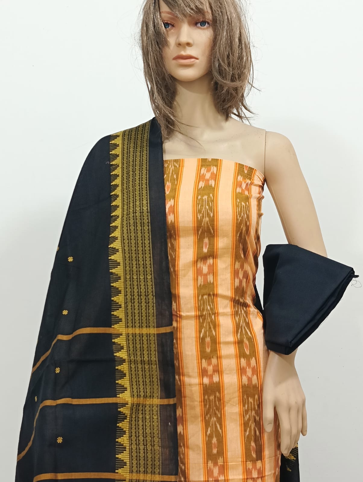 Sambalpuri Cotton Suit Set with Woven Dupatta