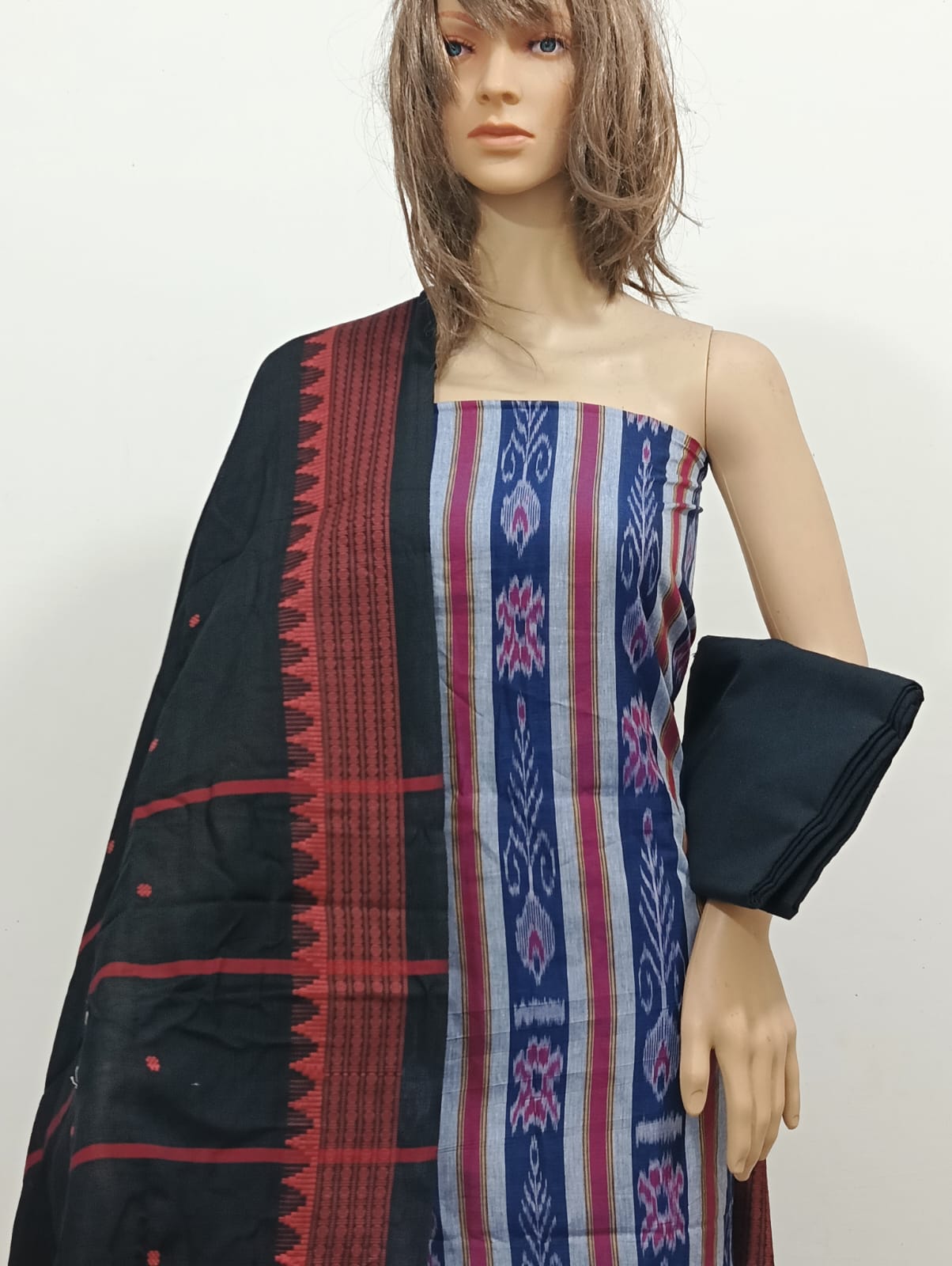 Sambalpuri Cotton Suit Set with Woven Dupatta
