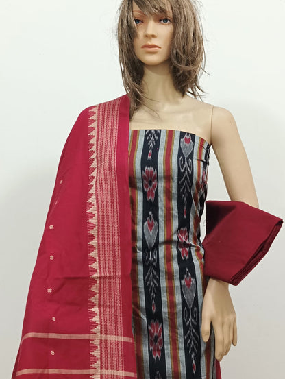 Sambalpuri Cotton Suit Set with Woven Dupatta