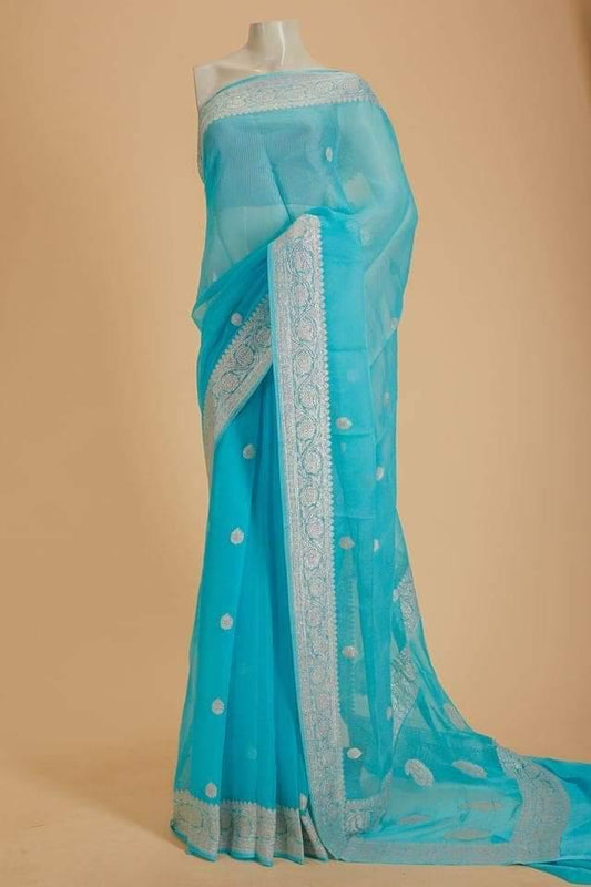 Banarasee Sheer Embroidered Saree