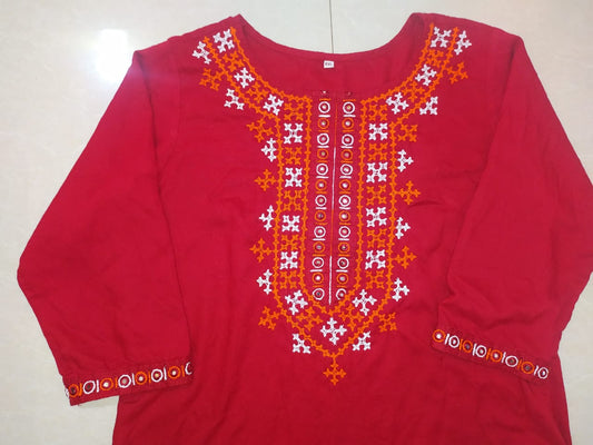Subhra Collection – Maroon Brown Embroidered Kurta for Women
