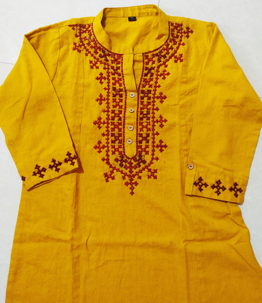 Subhra Collection – Yellow Embroidered Kurta for Women