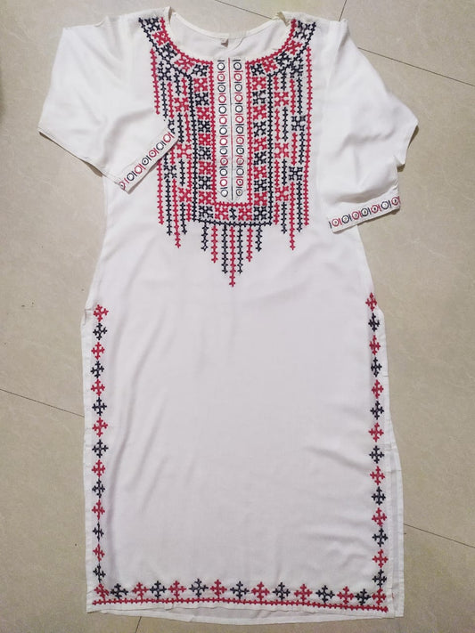 Subhra Collection – White Embroidered Kurta for Women