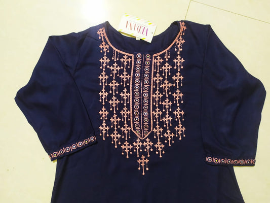 Subhra Collection – Royal Navy Embroidered Kurta for Women