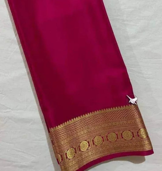 Magenta Silk Saree with Rich Golden Zari Border