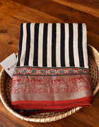 Ajrakh dola silk saree