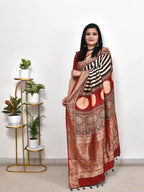 Ajrakh dola silk saree