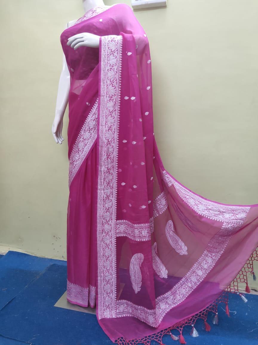 Banarasee Sheer Embroidered Saree