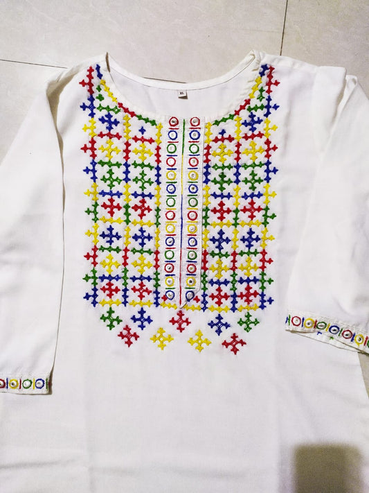 Subhra Collection – Pearl White Embroidered Kurta for Women