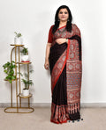 Ajrakh pure modal silk saree