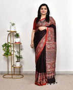 Ajrakh pure modal silk saree